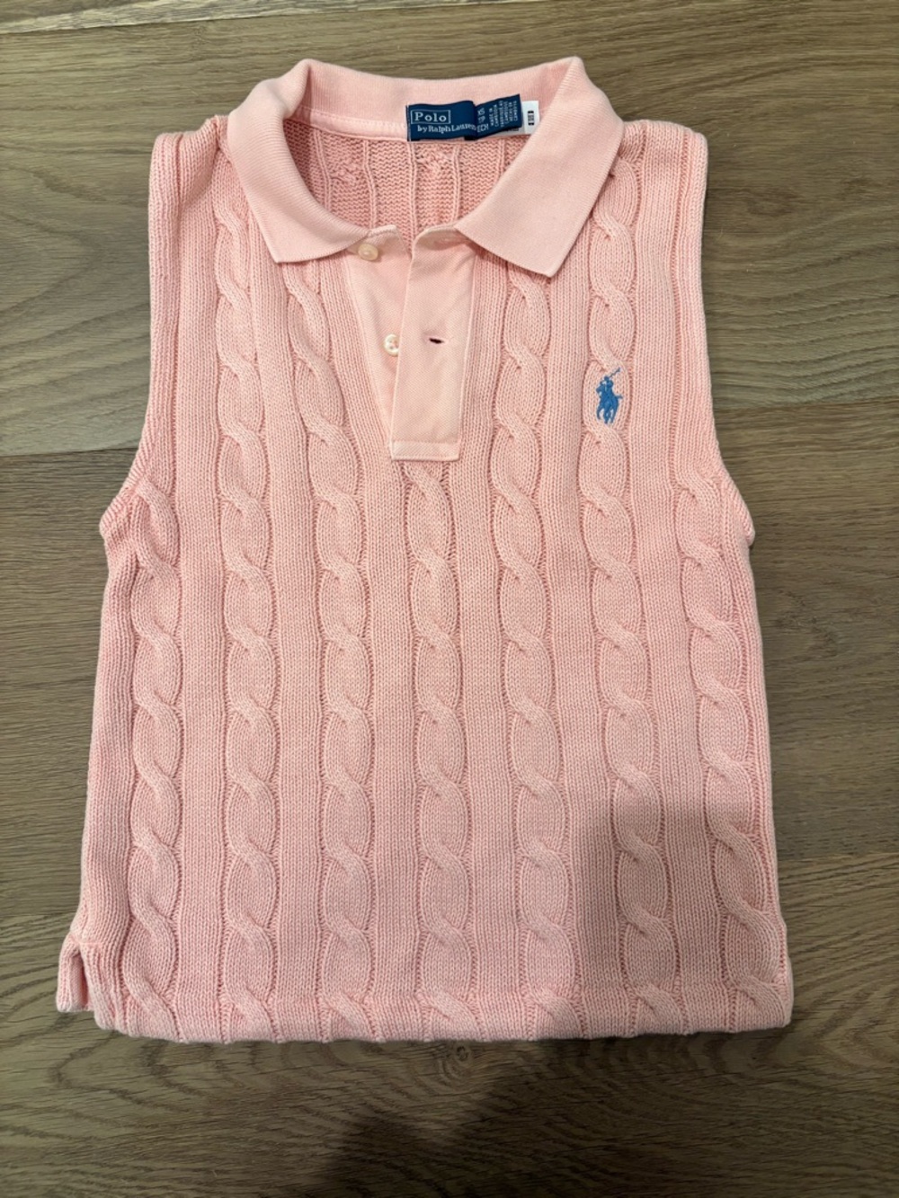 Polo by Ralph Lauren Light Pink Cable-Knit Polo Shirt
